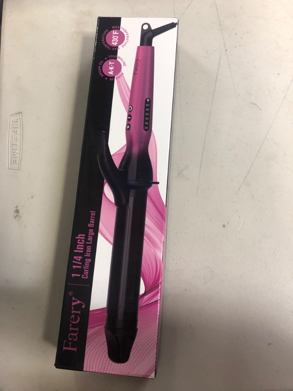 Photo 2 of FARERY 1.25 Inch Curling Iron for Polished and Loose Curls, Tourmaline Ceramic Curling Iron 1 1/4 Inch with Keratin&Argan Oil Infused, 6 Adjustable Temp Hair Curling Iron Wand with Auto Shut-Off