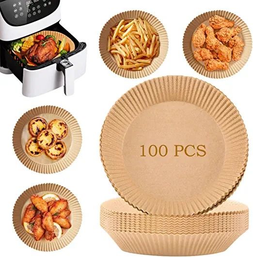 Photo 1 of Air Fryer Disposable Paper Liner 100 PCS , Non-Stick Air Fryer Liners, Cooking Paper for Air Fryer, Baking Paper for Air Fryer Oil-proof, Parchment Paper for Baking Roasting (Nature)