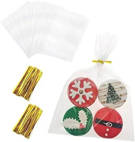 Photo 1 of LASOA Cellophane Party Favor Treat Bags Cookie Bags with Twist Ties, 200 Pcs Clear Bakery Candy Chocolates Popcorns Bags for Valentine's Day,Thanksgiving Christmas (8x10Inches)