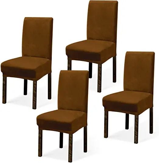 Photo 1 of Argstar 2,4,6 Pack Dining Rooms Chairs Covers Velvet, Velvet Dining Chair Slipcover, Parson Chair Cover Velvet, Armless Chair Cover for Dining Room, Kitchen Chair Cover Set of 4, Coffee