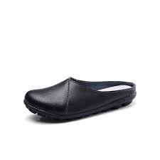 Photo 1 of  SIZE 44 QUENLOOP Women's Loafers Slip-on Leather Shoes Open Back Mule Casual Flat Shoes Comfortable Summer Slipper