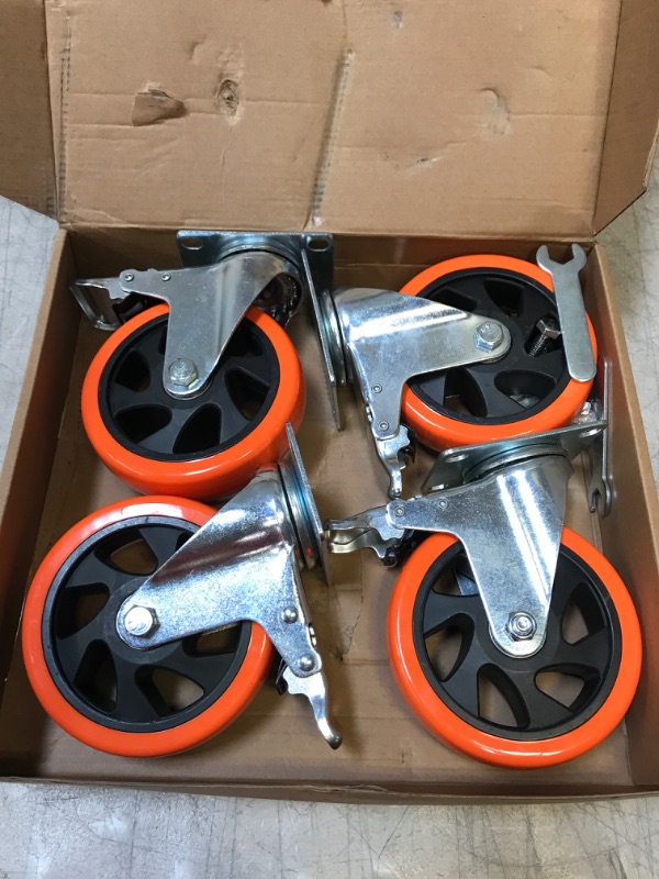 Photo 2 of 2" Plate Caster Wheels Heavy Duty 600 Lbs Load Capacity Swivel Casters with Brake Set of 4, Safety Dual Locking, No Noise Wheels for Furniture, Carts (Free Screws and Screwdriver)
