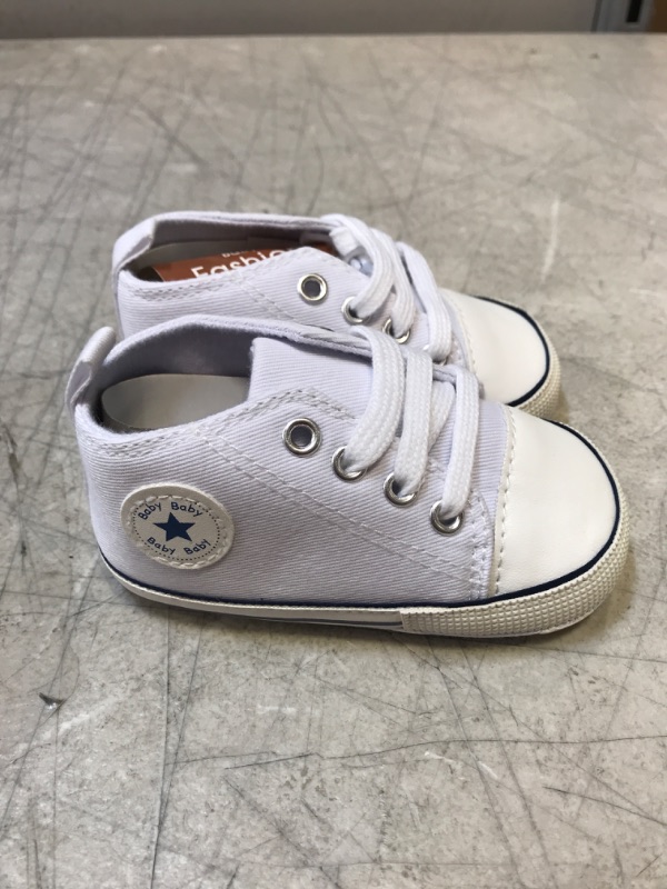 Photo 2 of Baby Girls Boys Shoes Soft Anti-Slip Sole Newborn First Walkers Star High Top Canvas Denim Unisex Infant Sneaker SIZE 3 