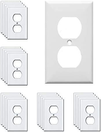 Photo 1 of (25 Pack) Morris Products 81411, Duplex Receptacle Outlet Wall Plate Covers, Size 1-Gang Standard 4.50 Inch x 2.76 Inch, Unbreakable Lexan Polycarbonate, UL Listed, Supplied With Color Matching Screws