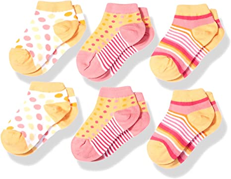 Photo 1 of Country Kids girls No Show Sneaker Liner Socks Fun Dots Stripes, Pack of 6
