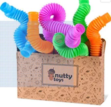 Photo 1 of nutty toys Pop Tubes Sensory Toys (Large) Fine Motor Skills & Learning Activities Toddler Toy for 1 2 Year & 18 Month Old Top Autism Fidget 2022 Best Preschool Kids Boys Girls & Baby Car Travel Gifts