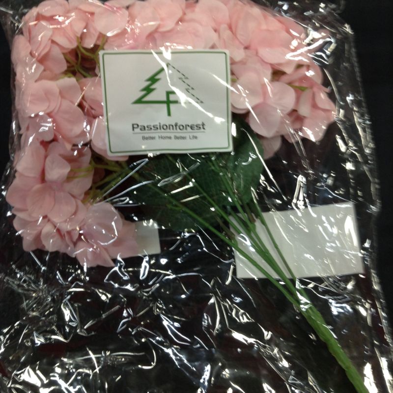 Photo 1 of 17.5" Pink Hydrangea Artificial Flowers with Stems, Passionforest Faux Pink Flowers for Spring Decoration,5 Branches