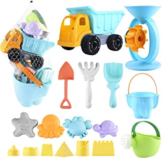 Photo 1 of Balnore Beach Toys with 20 Pieces Mesh Bag with Pail Car Animals Castle and Other Tools Kit Macaron Sand Play Set for Kids, Beach Toys Set (DAMAGES TO BOX)
