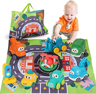 Photo 1 of ALASOU 8 Sets Baby Truck Car Toy and Playmat/Storage Bag|Baby Toys 12-18 Months|Toys for 1 2 3 Year Old Boy|1st Birthday Gifts for Infant Toddlers
