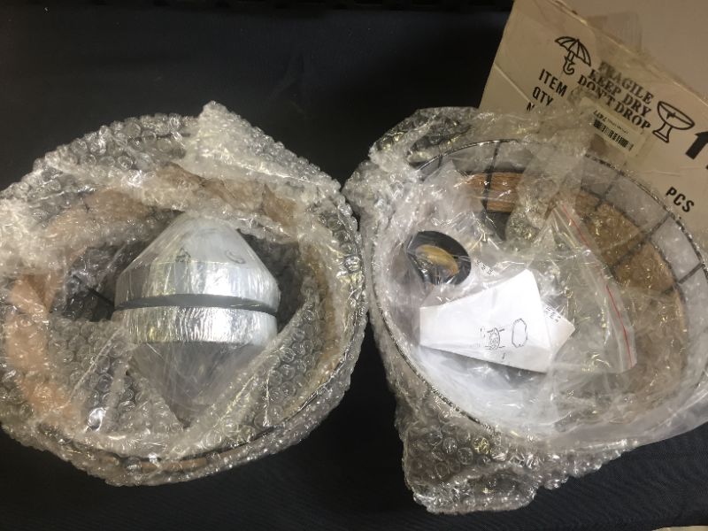 Photo 2 of 2 Pack Black Industrial Woven Semi Flush Mount Ceiling Light Fixture?Small Rattan Dome Farmhouse Shade Lighting for Porch Hallway Bedroom Kitchen
