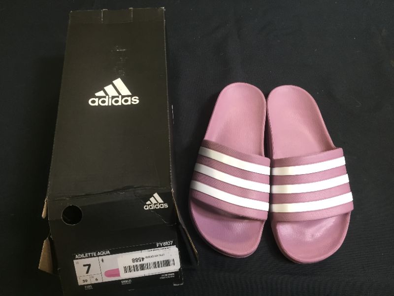 Photo 3 of adidas Women's Adilette Aqua Slide Sandal SIZE 7 ( DIRT ON BOTTOM OF ITEM)