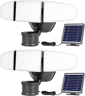 Photo 1 of 2 Pack Solar LED Security Light, 15W 1500LM Solar Outdoor Motion Sensor Light with Photocell, 5000K, Waterproof Motion Flood Light with 3 Adjustable Head for Garage, Yard, Pathway (MISSING ONE SOLAR PANEL)
