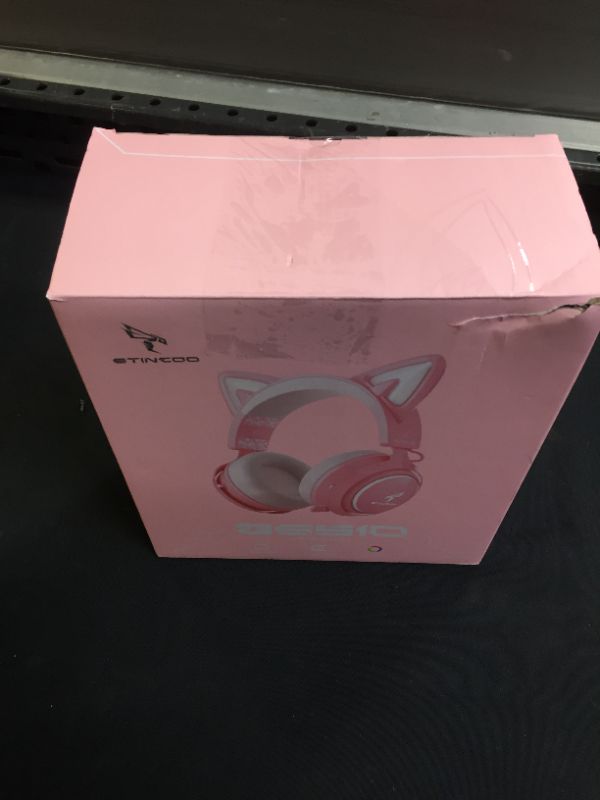 Photo 2 of Pink Gaming Headset, EASARS Cat Ear Headset, USB Headset with Retractable Mic, 7.1 Surround Sound, RGB Lights Headset for PC, PS4, PS5
