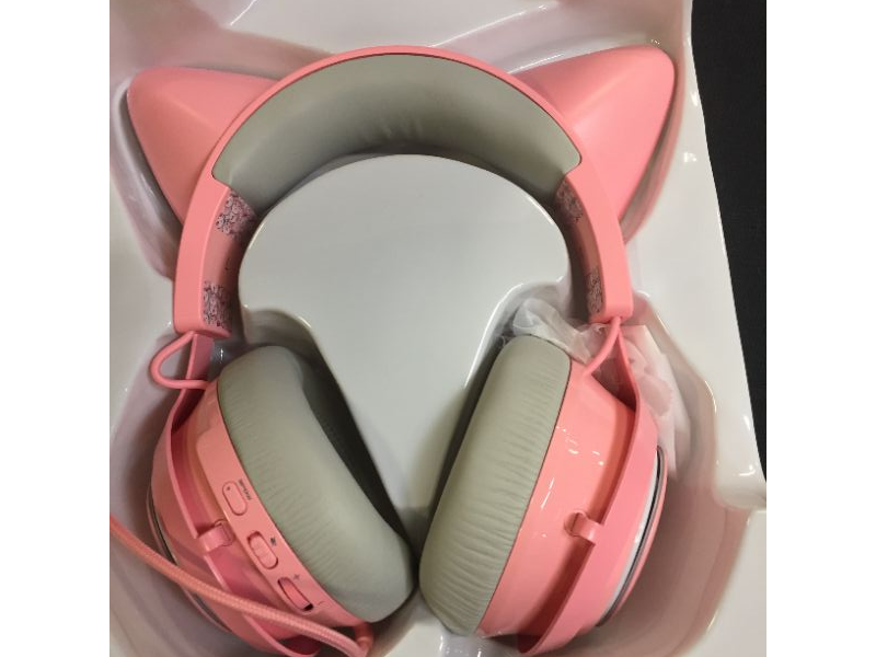 Photo 4 of Pink Gaming Headset, EASARS Cat Ear Headset, USB Headset with Retractable Mic, 7.1 Surround Sound, RGB Lights Headset for PC, PS4, PS5
