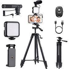 Photo 1 of (PARTS ONLY , MISSING PIECES) CAMOLO Vlogging Kit, Smartphone Vlog Kit with Microphone with LED Light, Phone Tripod 53 inches with Wireless Remote, Vlogging Camera for YouTube with Tripod
