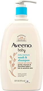 Photo 1 of Aveeno Baby Daily Moisture Gentle Bath Wash & Shampoo with Natural Oat Extract, Hypoallergenic, Tear-Free & Paraben-Free Formula for Sensitive Hair & Skin, Lightly Scented, 33 fl. oz
33 Fl Oz (Pack of 1)
