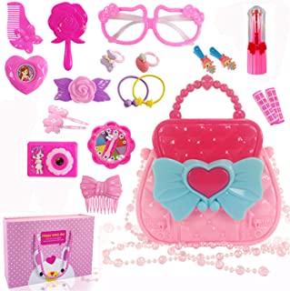 Photo 1 of Dress Up Toys for Girls Makeup Toys Pretend Play Gift Beauty Hair Salon Toys 21pcs Dressing Up Kit with Princess Bag , Christmas Birthday Gifts for Little Girls (21pcs)
