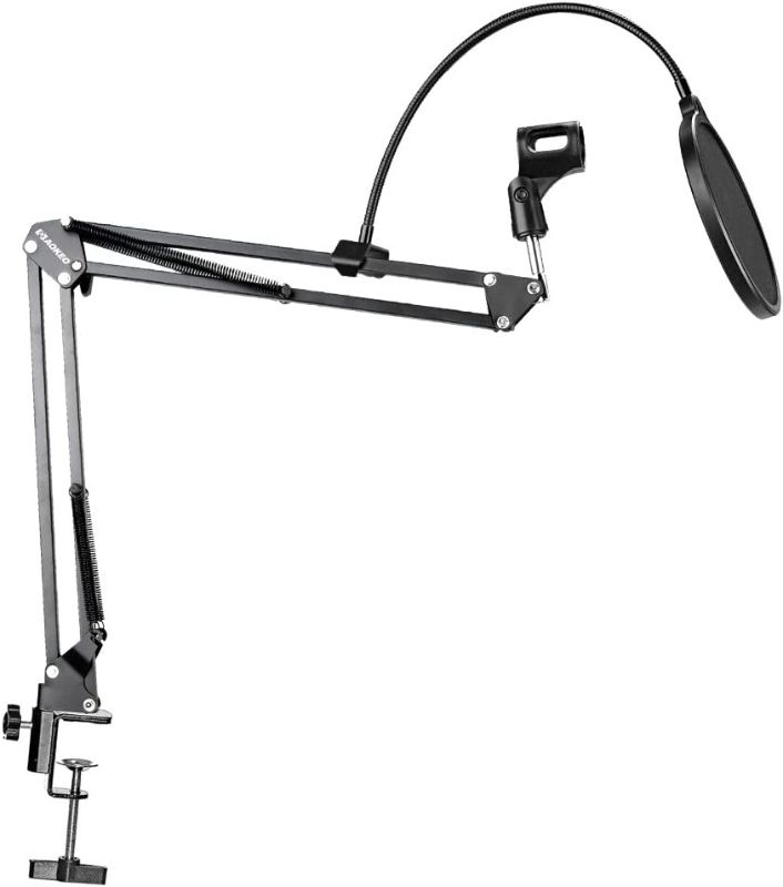 Photo 1 of Aokeo AK-35 Microphone Suspension Boom Scissor Arm Stand with Mic Clip Holder, Table Mounting Clamp & Aokeo Pop Filter Windscreen Mask Shield