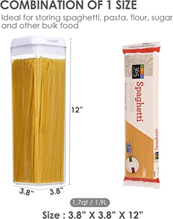 Photo 1 of Airtight Food Storage Containers, Vtopmart 4 Pieces BPA Free Plastic Spaghetti Containers with Easy Lock Lids, for Kitchen Pantry Organization and Storage, Include 24 Labels
