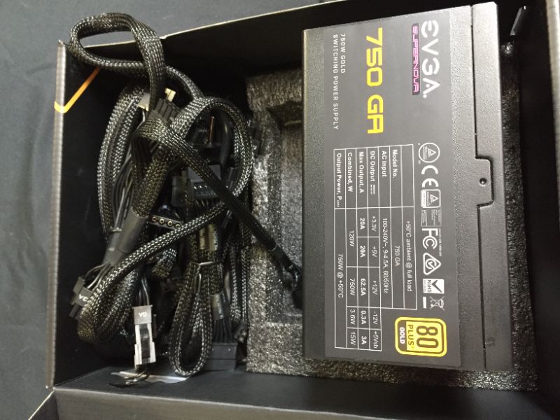 Photo 3 of EVGA Power Supply 220-GA-0750-X1 Supernova 750 Ga 750W 80+ Gold Fully Modular