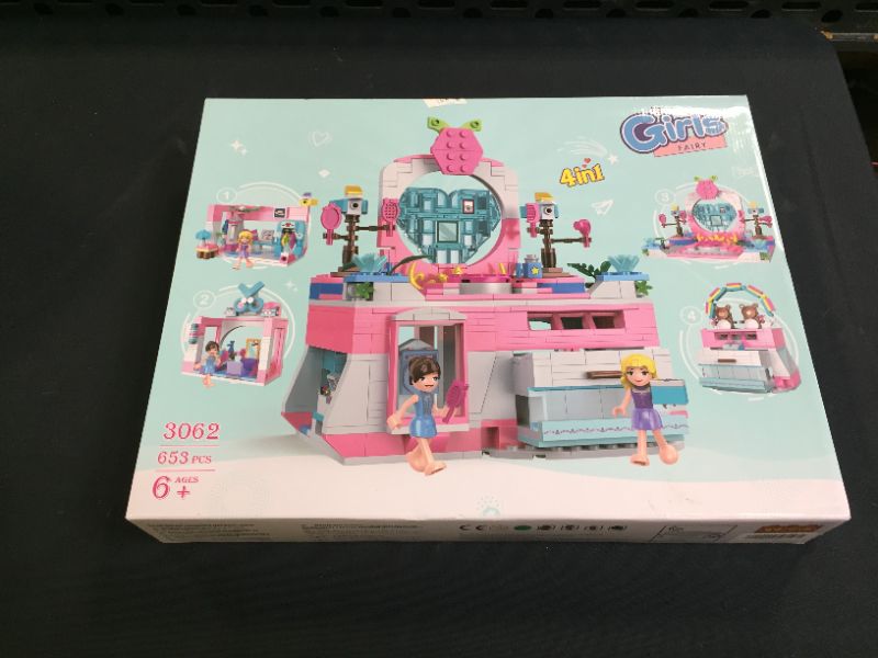 Photo 2 of BRICK STORY Girls Building Blocks Toys, 653 Pieces Creator 4in1 Pink Jewelry Box Building Kit, Friends Hair Salon City Sets, Educational Gift for Girls Age 6-12 and up
