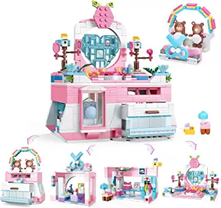 Photo 1 of BRICK STORY Girls Building Blocks Toys, 653 Pieces Creator 4in1 Pink Jewelry Box Building Kit, Friends Hair Salon City Sets, Educational Gift for Girls Age 6-12 and up
