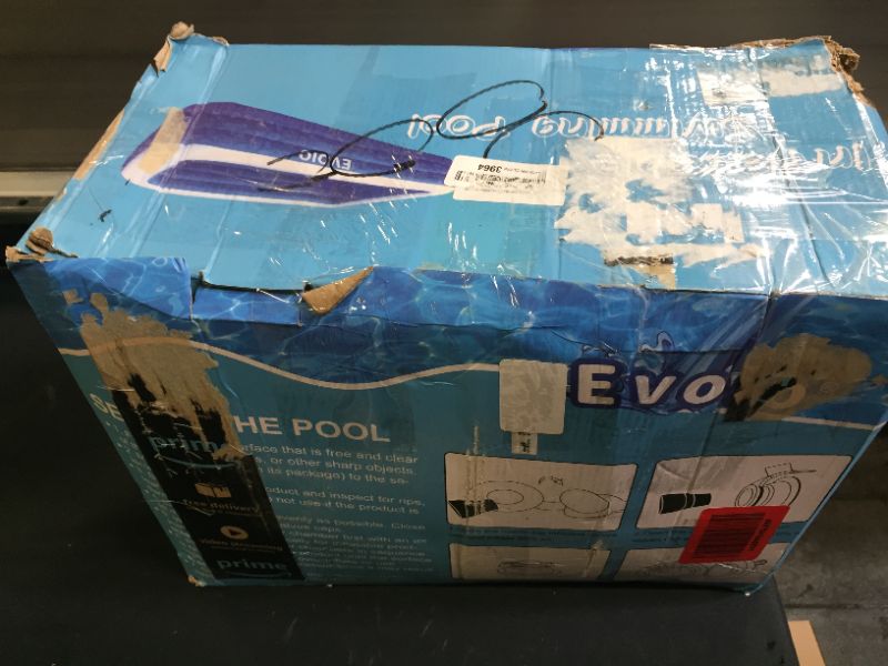 Photo 3 of Evoio Inflatable Pool, 10 Ft Family Lounge Pool, Kiddie Pool, Blow up Rectangle Above Ground Swimming Pool for Kids, Adults , Toddlers, Outdoor, Backyard (118" X 72" X 22") (MAJUOR DAMAGES TO BOX, ITEM IS USED BUT LOOKS NEW)
