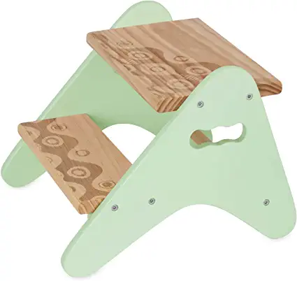 Photo 1 of B. spaces by Battat – Kids Wooden Two Step Stool – Peek-A-Boost – Mint & Wood
(DAMAGES TO BOX)