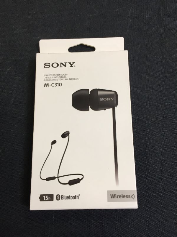 Photo 2 of Sony Wireless in-Ear Headset/Headphones with Mic for Phone Call, Black (WI-C310/B)
