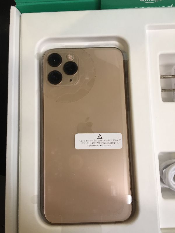 Photo 2 of Apple iPhone 11 Pro, 256GB, Gold - Fully Unlocked (Renewed Premium) (item is used, box has damages)