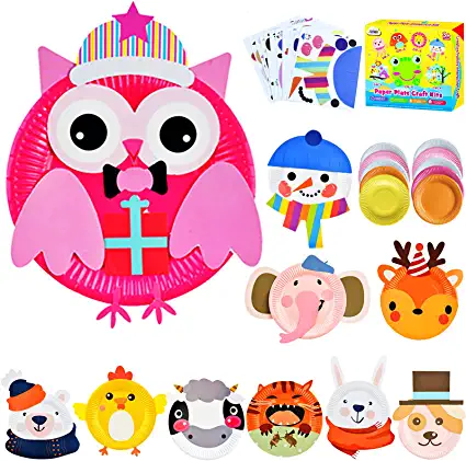 Photo 1 of ZMLM Arts Crafts Toy Gift: Paper Plate Kit for Kids DIY Art Supplies Project Children Preschool Classroom Party Favor Activity Toddler Birthday Game Educational Holiday Christmas Crafts for Girls Boys
