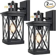 Photo 1 of 2-Pack Motion Sensor Outdoor Wall Lights, Dusk to Dawn Exterior Light Fixtures Wall Mount, Black Outdoor Sensor Lights for Outside House Garage Porch Patio, LED Wall Lantern Sconce Lights Waterproof
(MISSING MANUAL)