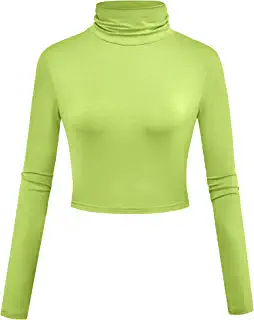 Photo 1 of Herou Women Long Sleeve Crop Top Turtleneck Soft Lightweight Basic Slim Fit Tops SIZE MEDIUM 