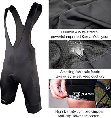 Photo 1 of Darevie 6 Hour Ride Cycling Bike Bib Shorts 3D Gel Padded Men's Cycling Bib Tights Shockproof Pro Bike Shorts 200KM SIZE 2X