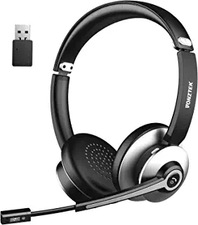 Photo 1 of Bluetooth Headset with Microphone, Wireless Headphones with USB Audio Dongle, On Ear Headphones AI Noise Canceling Mic|26hrs Talktime|Mute Button|Plug & Play for PC/Mac/Laptop/Zoom/Skype/Ms Teams
