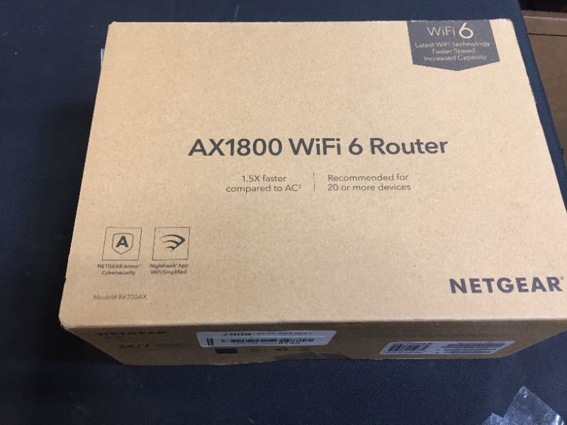 Photo 2 of NETGEAR 4-Stream WiFi 6 Router (R6700AX) – AX1800 Wireless Speed (Up to 1.8 Gbps) Coverage up to 1