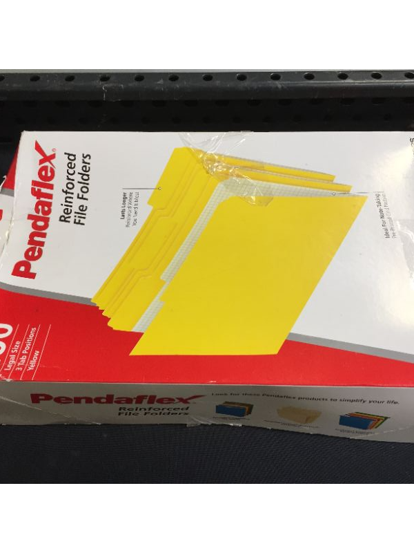 Photo 4 of Pendaflex Two-Tone File Folders, 1/3 Cut Top Tab, Legal, Yellow, Light Yellow, 100/Box (DAMAGES TO BOX)