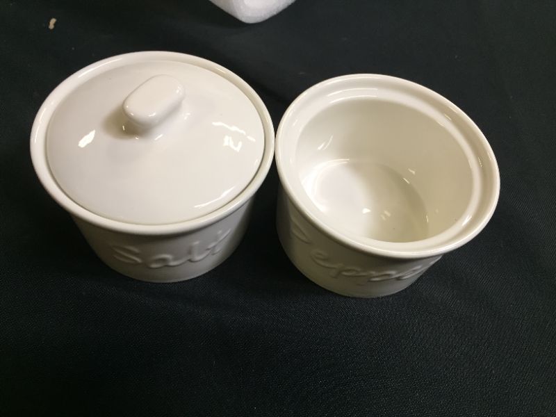 Photo 1 of ALELION Salt and Pepper Bowls, 9 Ounce Ceramic Salt and Pepper Cellar with Lid for Home Kitchen, Stackable Salt Cellar for Table Salt, Set of 2 Salt Container, Christmas Gift Ideas, White
