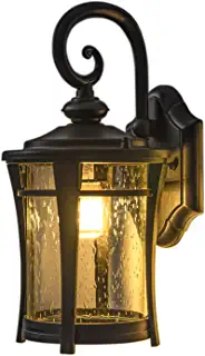 Photo 1 of Exterior Light Fixture Wall Mount 13.68" H Outdoor Porch Light for House, with Clear Seeded Glass Shade, Anti-Rust Aluminum Wall Lantern Waterproof Outside Wall Sconces for Garage, Doorway
