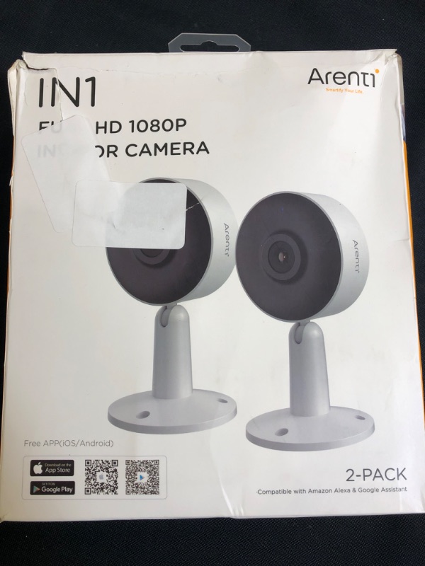 Photo 2 of Arenti 1080P HD Indoor Security Camera Baby Monitor, WiFi Nanny Camera, Wide Angle Pet Camera, Night Vision, 2-Way Audio, AI Human Motion&Sound Detection, Compatible with Alexa and Google (White 2PC)
