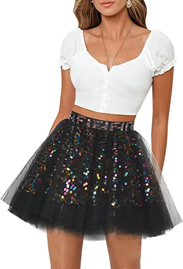 Photo 1 of Dressystar Sequin Dress for Women Elastic Tulle Tutu Mini Skirts Petticoat Princess Ballet Party SkirT. SIZE S 
