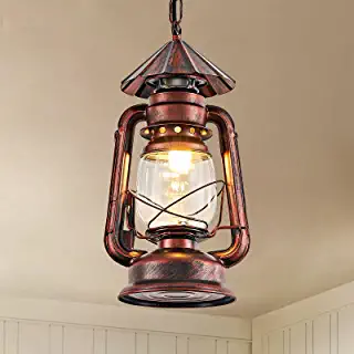 Photo 1 of APBEAMLighting Rustic Ceiling Light Fixture Vintage Lantern Pendant Light Small Hanging Lighting with Glass Shade for Loft Farmhouse D7" x H15" (HARDWARE LOOSE IN BOX, POSSIBLY MISSING SOME)
