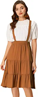 Photo 1 of Allegra K Women's High Waist Flared Skater Pleated Suspender Skirt Overalls Dress
MEDIUM