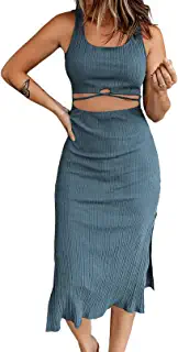 Photo 1 of Acelitt Womens Cut Out Bodycon Dress Summer Sleeveless Side Slit Midi Party Evening Dresses
XL