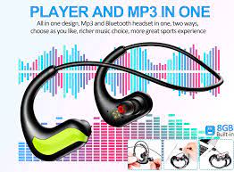 Photo 1 of MP3 Wireless Headphones for Swimming, IPX8 Waterproof Earbuds Built-in 8GB Memory & Noise Cancelling Microphone, Sports Wearable Music Player Headset for Running, Cycling, Gym, Diving Water, Green
