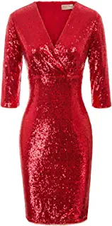 Photo 1 of Belle Poque Vintage 50s Sequin Pencil Dress V Neck Glitter Dresses for Women SIZE SMALL 