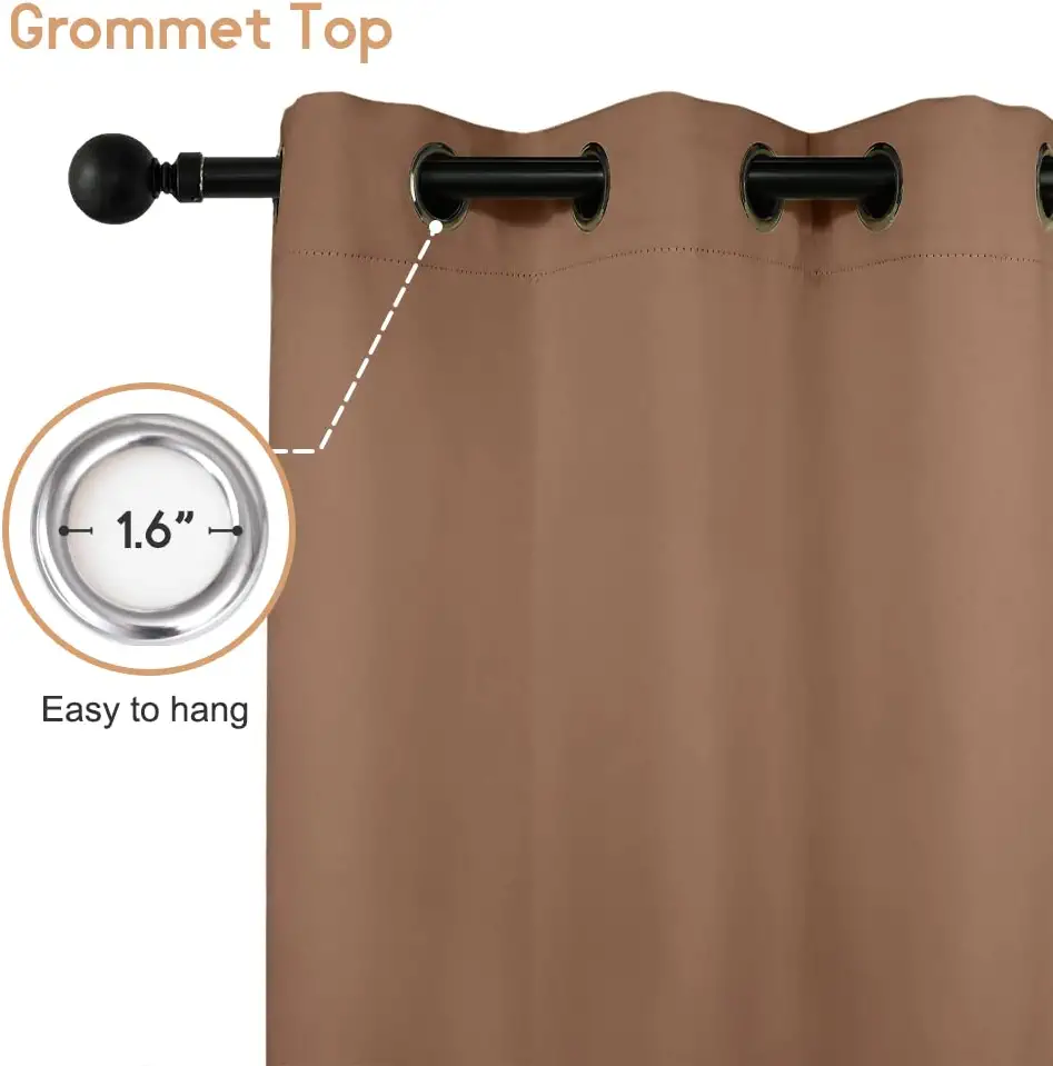 Photo 1 of Anjee Outdoor Curtains for Patio Waterproof Grommet Light Blocking Thermal Insulated Privacy Protection Blackout Drapes for Front Porch Sliding Door Gazebos, 52 x 95 inches Brown 1 Panel
