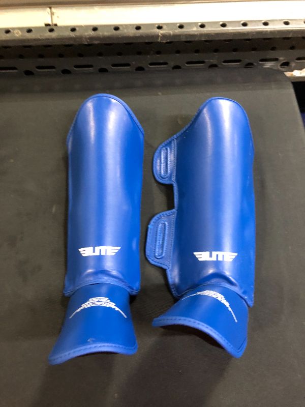 Photo 2 of Elite Sports Muay Thai MMA Kickboxing Boys and Girls Shin Guards for Age 4 to 8 Years, Instep Guard Sparring Protective Leg Shin Kick Pads for Kids
