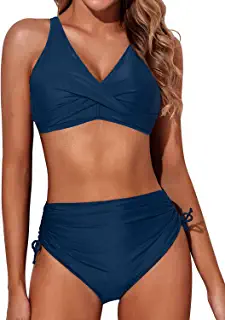 Photo 1 of Aqua Eve Women High Waisted Bikini Twist Front Swimsuits Lace up Bikini Tops Ruched Push up 2 Piece Bathing Suits
SIZE LARGE 