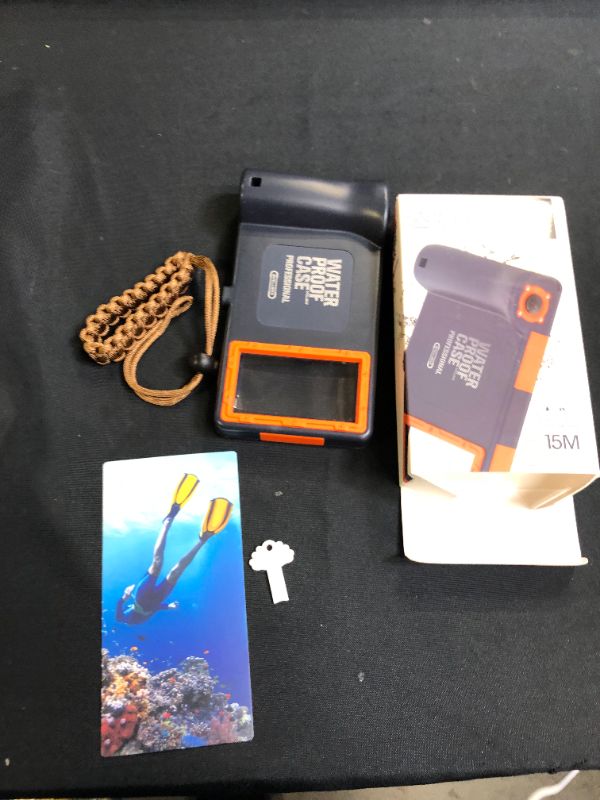 Photo 2 of Willbox Professional [15m/50ft] Diving Surfing Swimming Snorkeling Photo Video Waterproof Protective Case Underwater Housing for Galaxy and iPhone Series Smartphones with Lanyard (Orange)